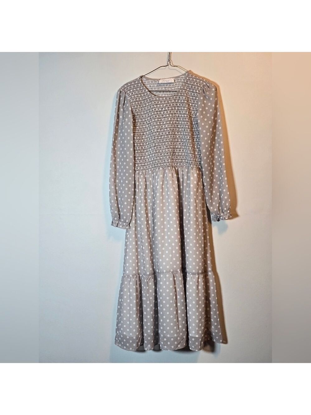 Mad about style pokerdot midi long sleeves dress